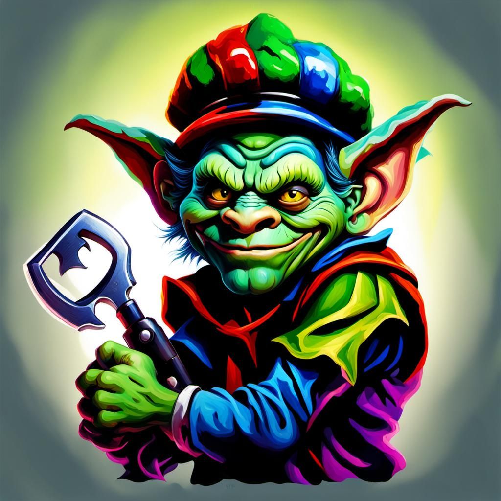 Hyperrealistic Goblin Plumber Jester Concept Art