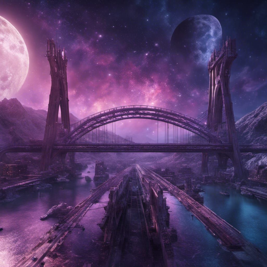 Hyper Bridge to the Moon: A Digital Painting