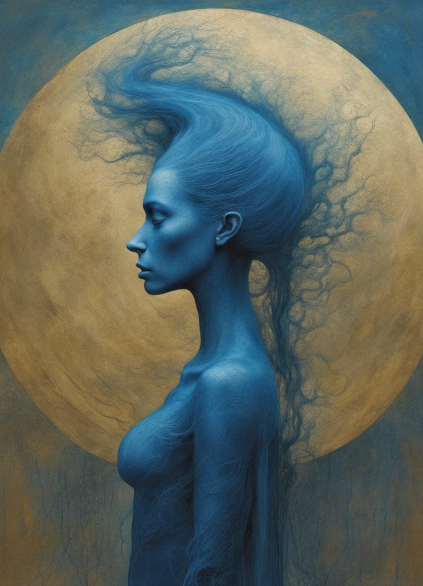 blue, gold, concept art