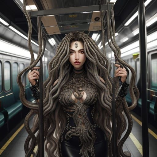 Medusa-like Woman Conquers Tokyo Subway