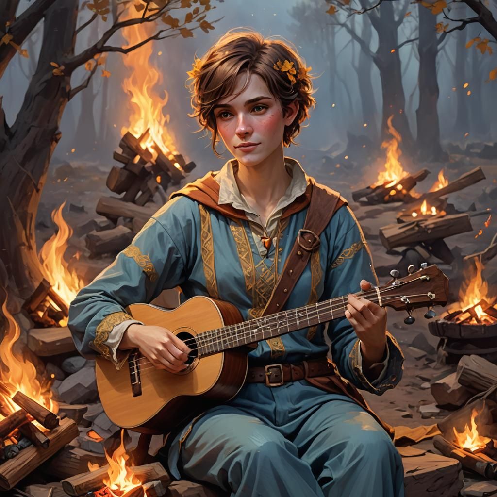 Non-Binary Bard Plays Ukulele in Mystical Woods