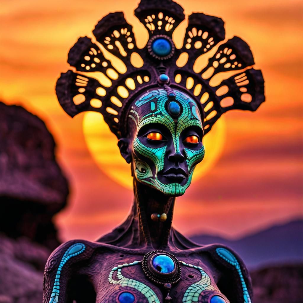 Alien Goddess Fossil Silhouette: Detailed Photography