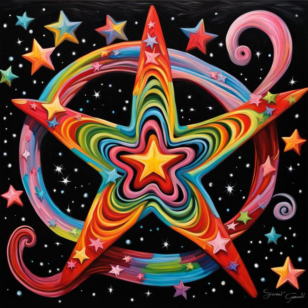 Musical Star in Vivid Impasto Electromagnetic Field