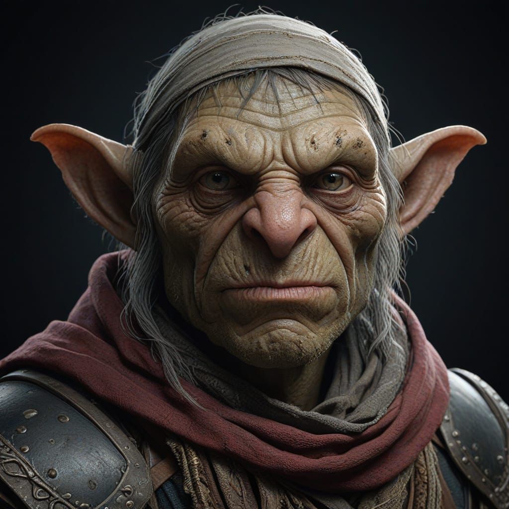 Grizzled Goblin Fighter in Muted Triadic Colors