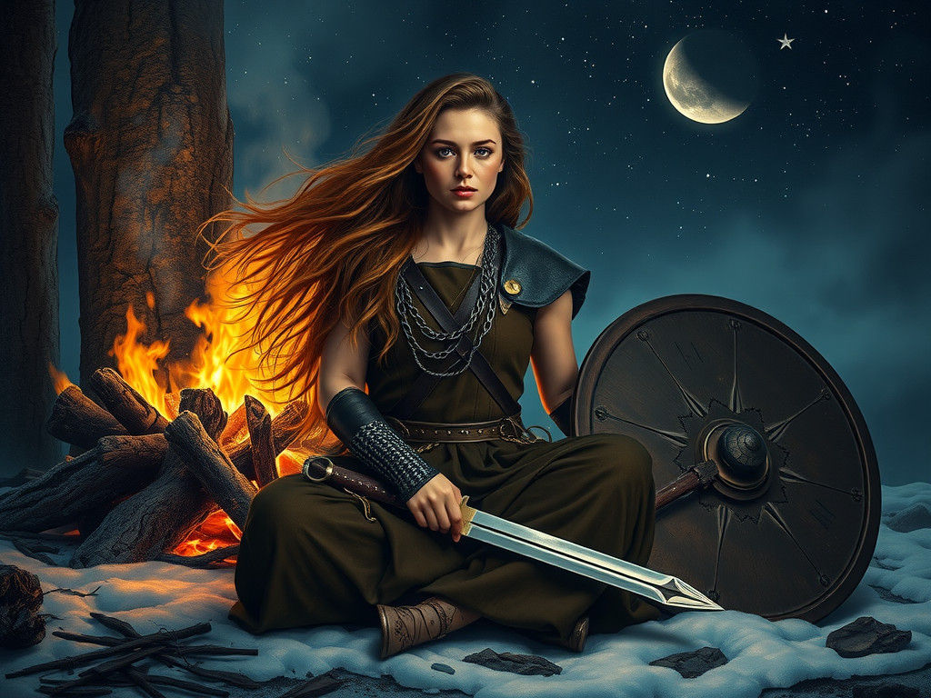 Hyper Realistic Oil Painting of Hlin, Norse Goddess of Prote...