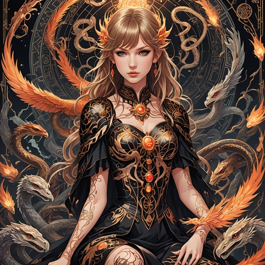 Cyber Gothic Anime Phoenix Tarot Card Reader