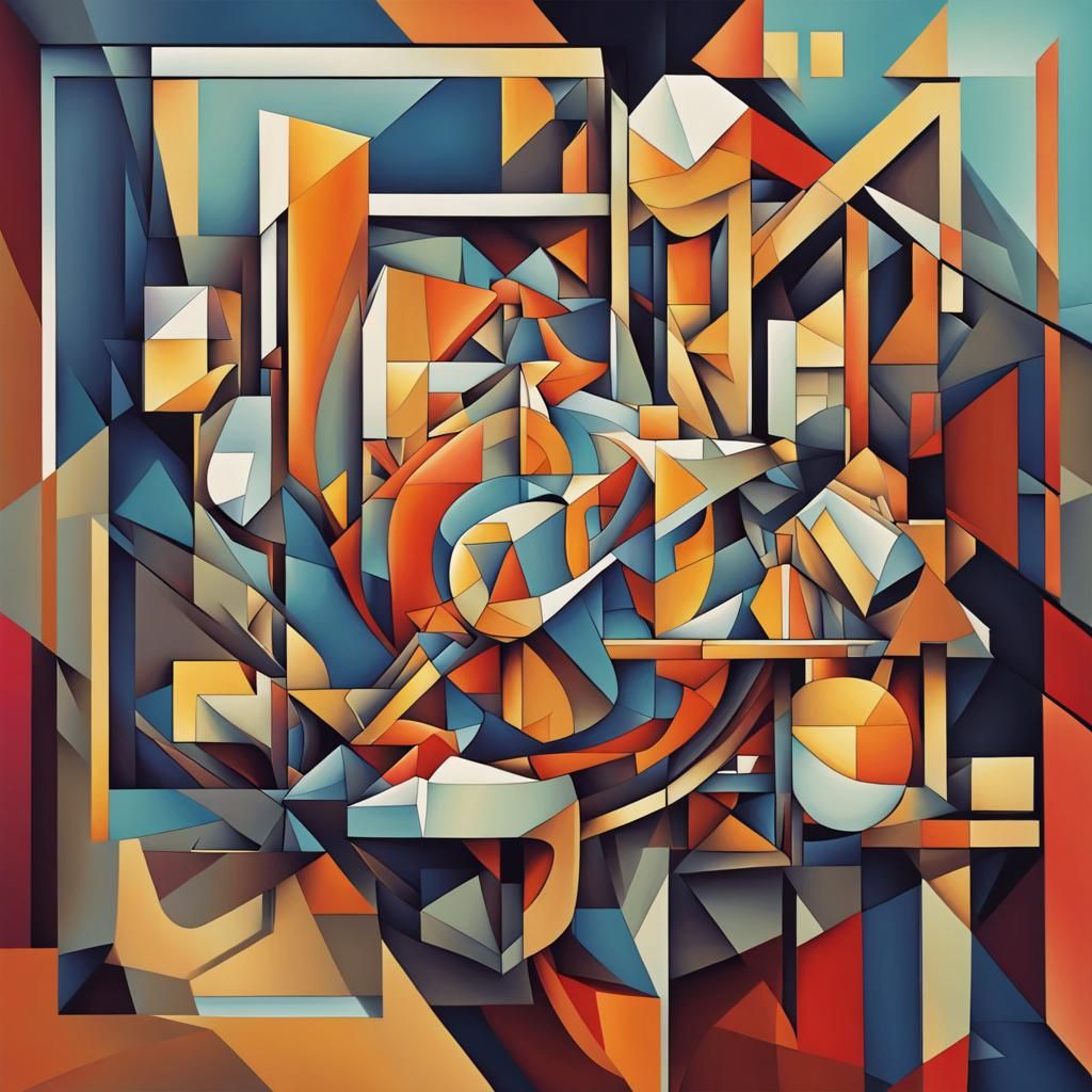 Cubist Laboratory in Geometric Fauvism Style