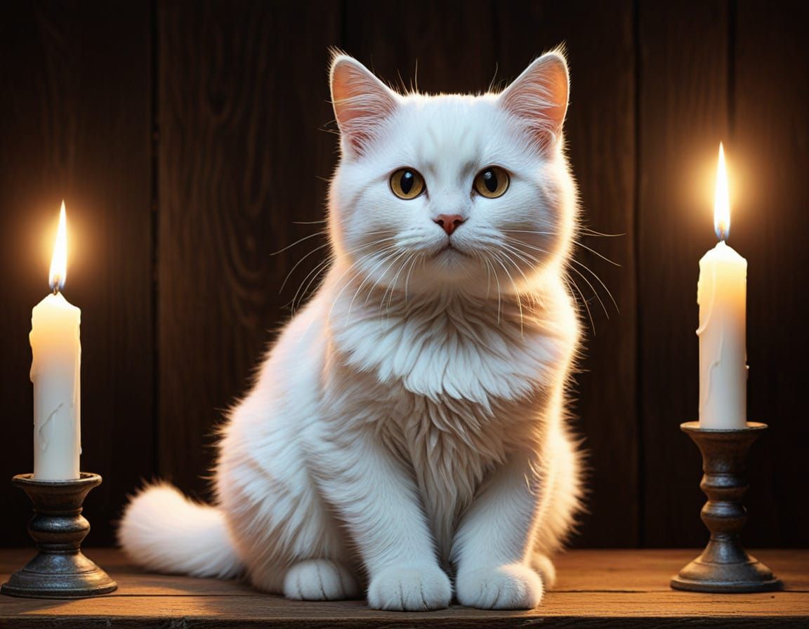 Cozy Cat Illuminates a Rustic Scene