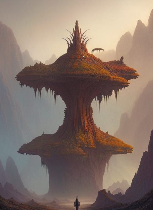 Lonely Alien in Otherworldly Landscape