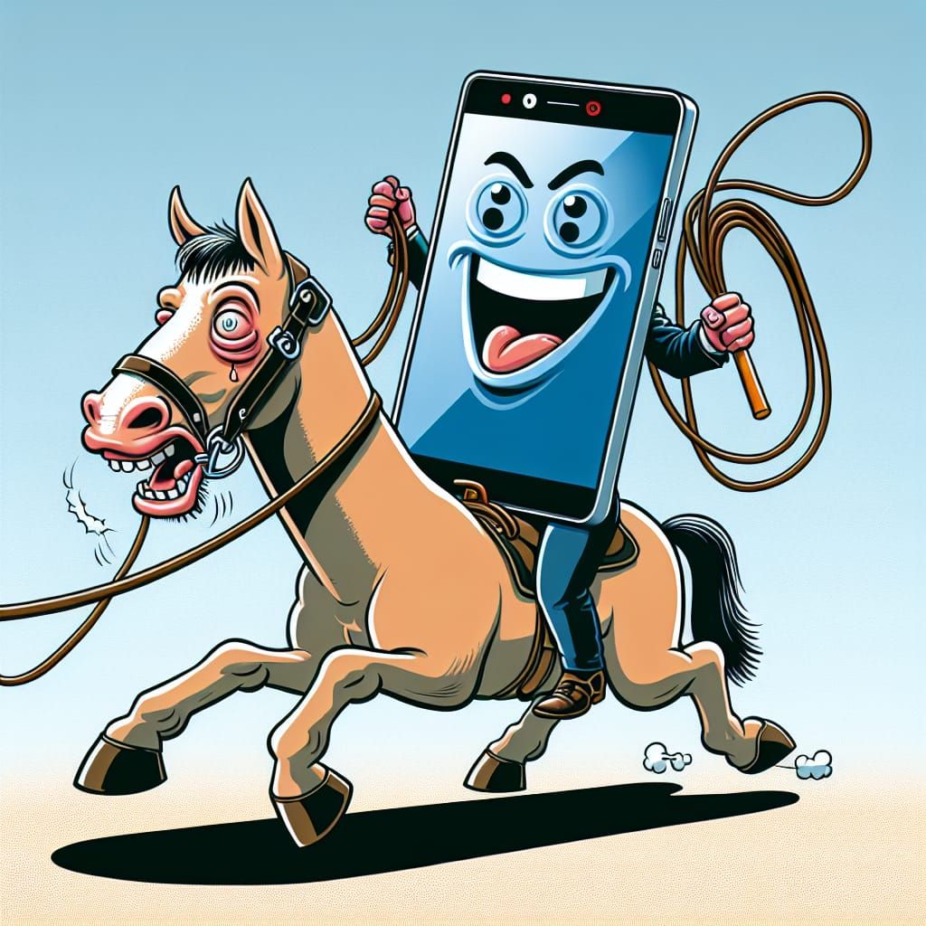 Cartoon: Smartphone Controls Man as Beast of Burden