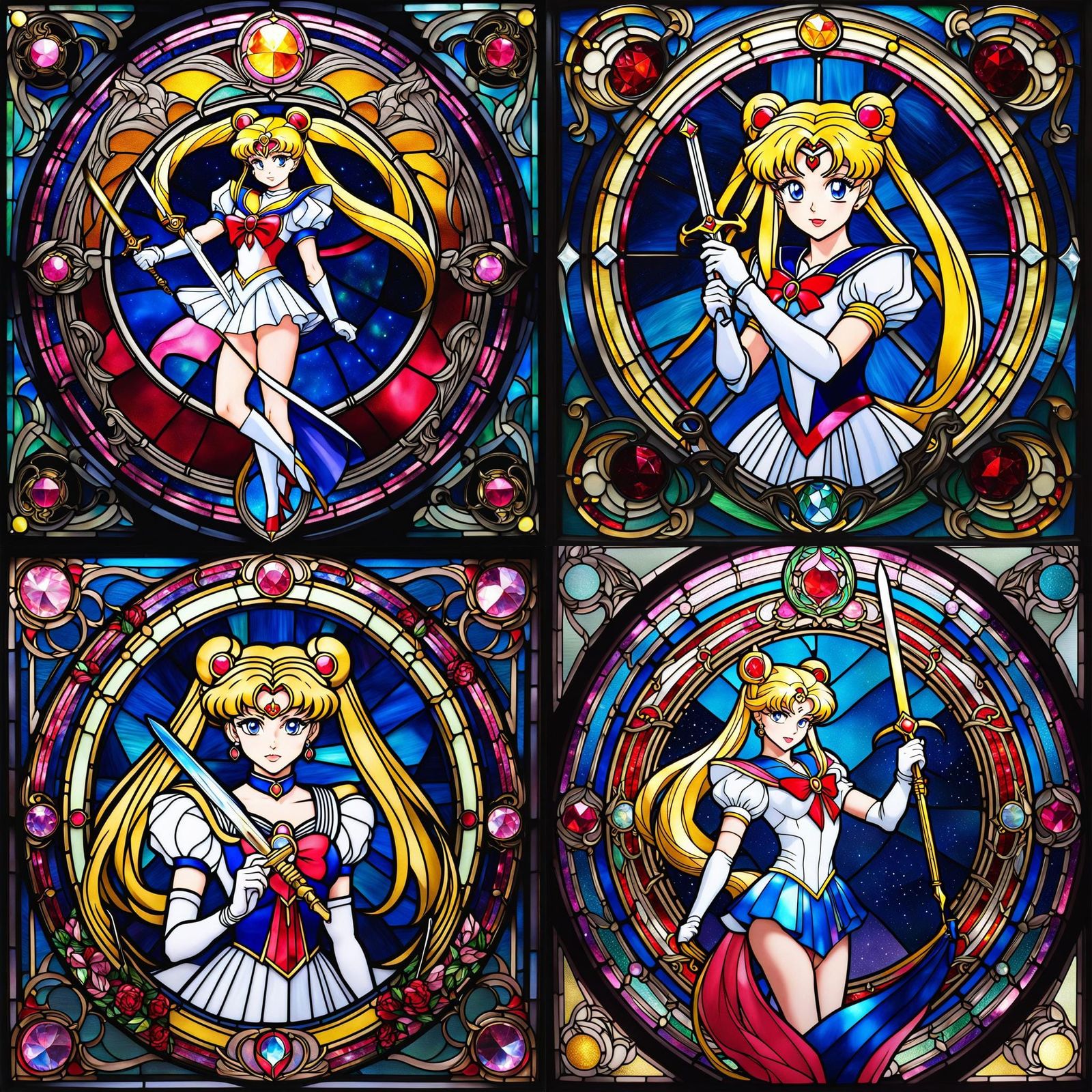 Sailor Moon: Art Nouveau Stained Glass