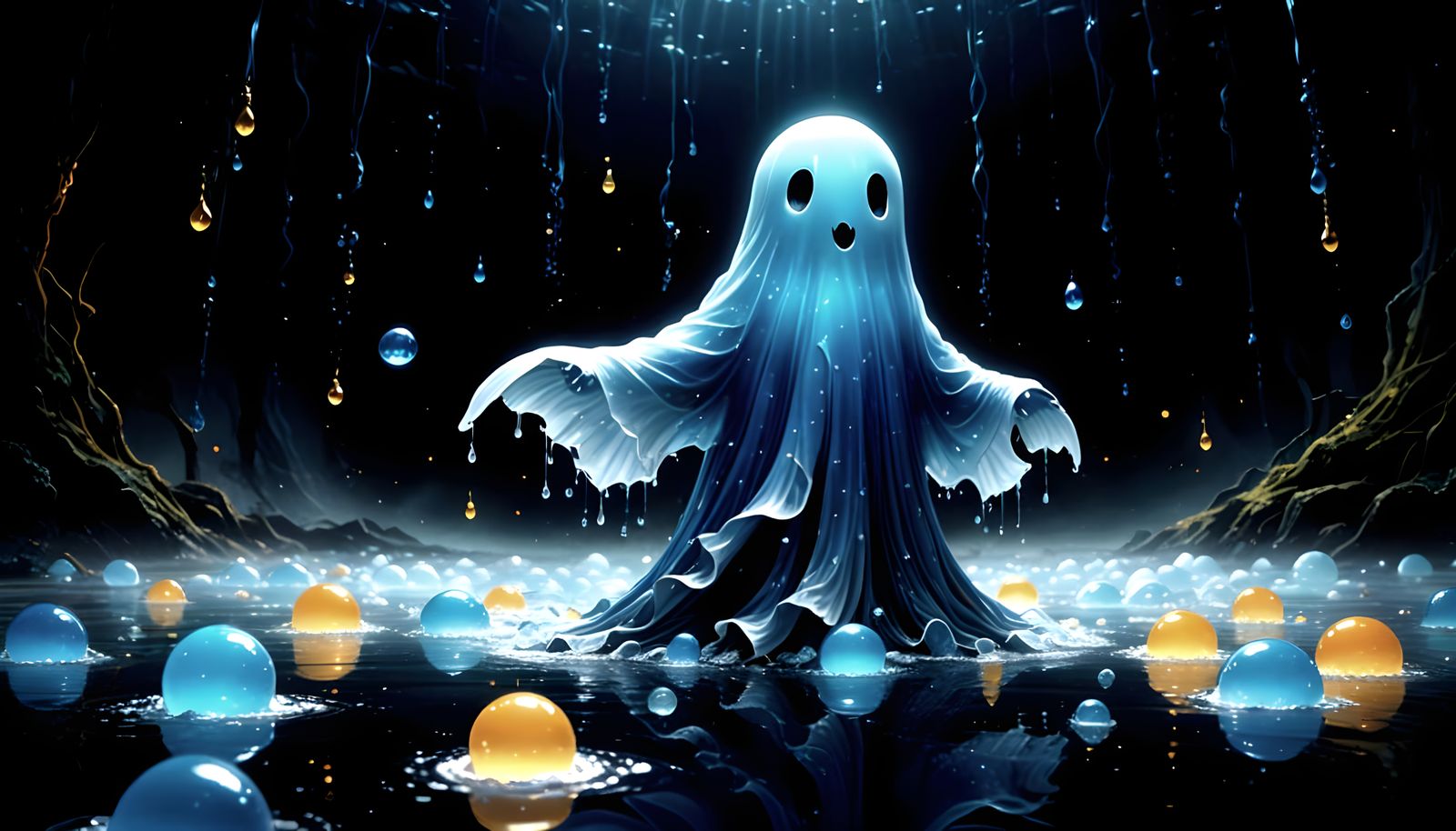 Ethereal Water Ghost in Warm, Vibrant Colors