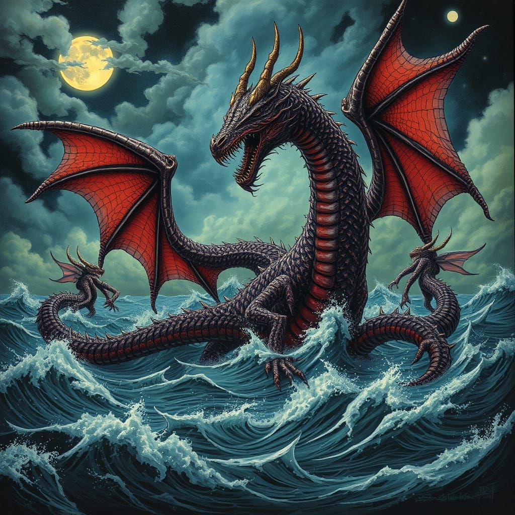 Ethereal Dragon Goddess in Dark, Gothic Storm