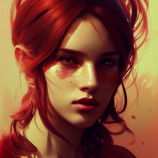 Detailed Portrait of Woman in Art Nouveau Style