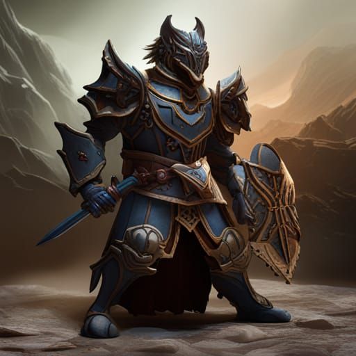 Detailed Matte Painting of a Wolf Knight Fighter