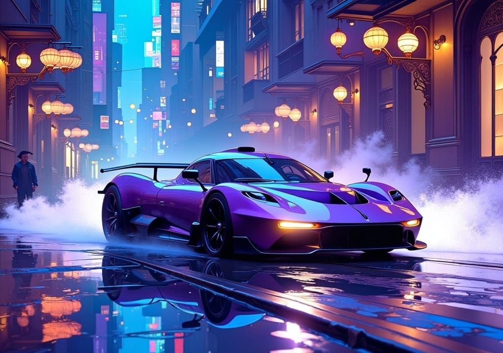 Futuristic Race Car in Middle Eastern City