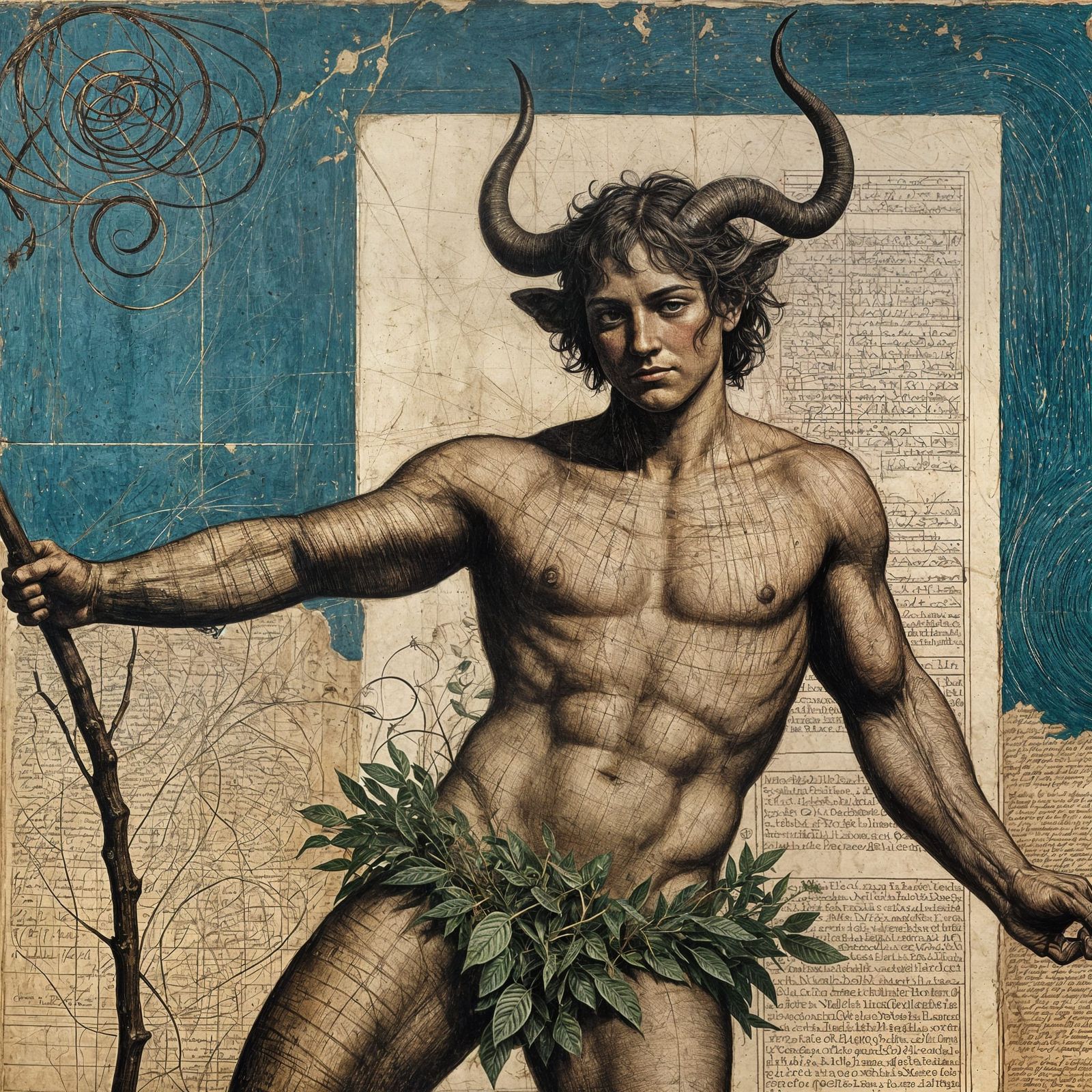 Ethereal Satyr in Ancient Ruins: A Dadaïsme Masterpiece