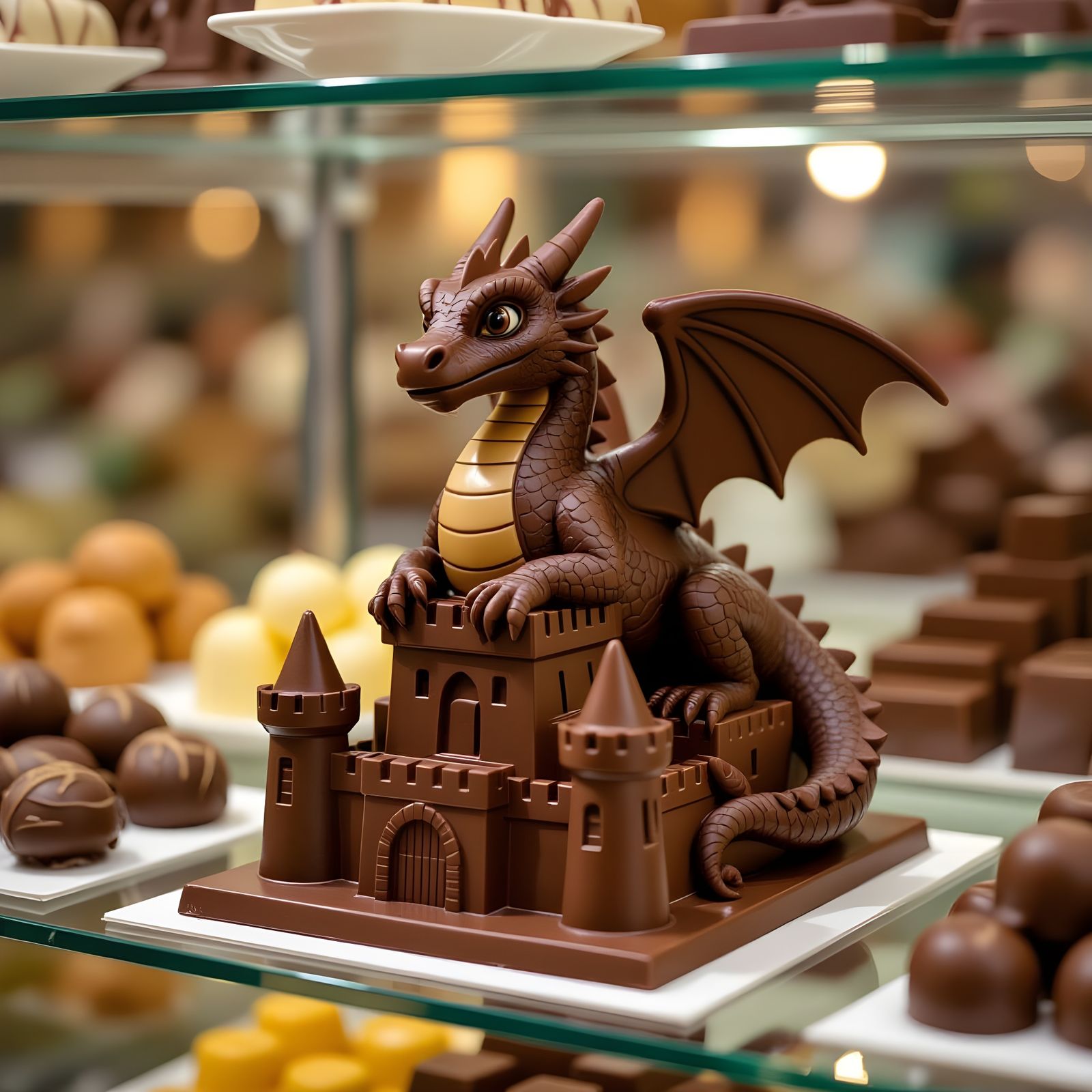Chocolate Dragon Sculpture in Chocolate Shop