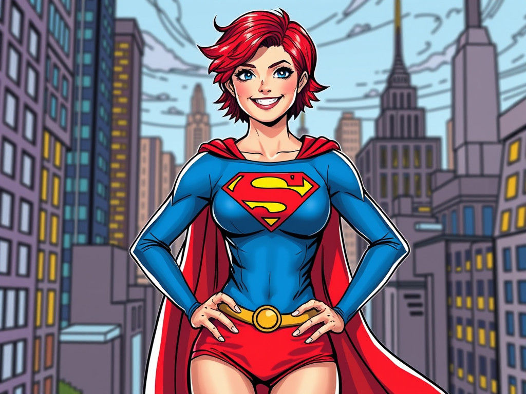 Heroic Supergirl in Comic Book Style