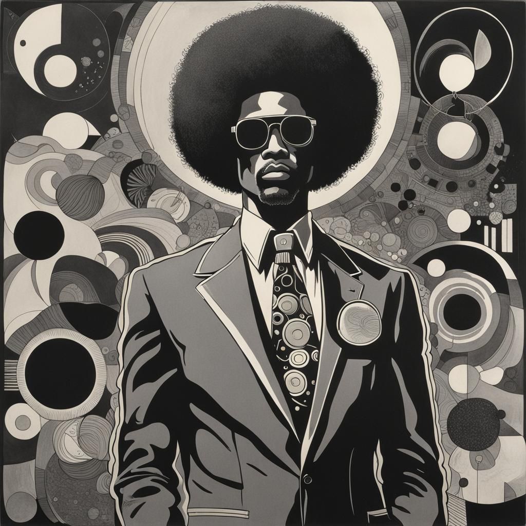 1970s Fashion Portrait with Retro Charcoal Style