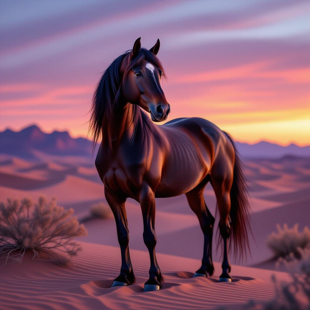 Majestic Arabian Horse in Desert Twilight