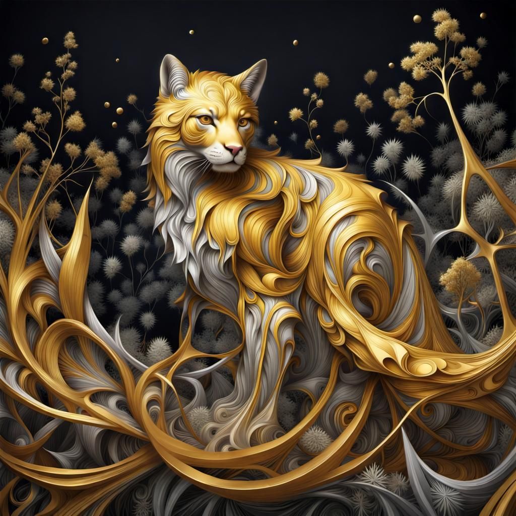 Golden Fractal Lines Create Depth and Highlights