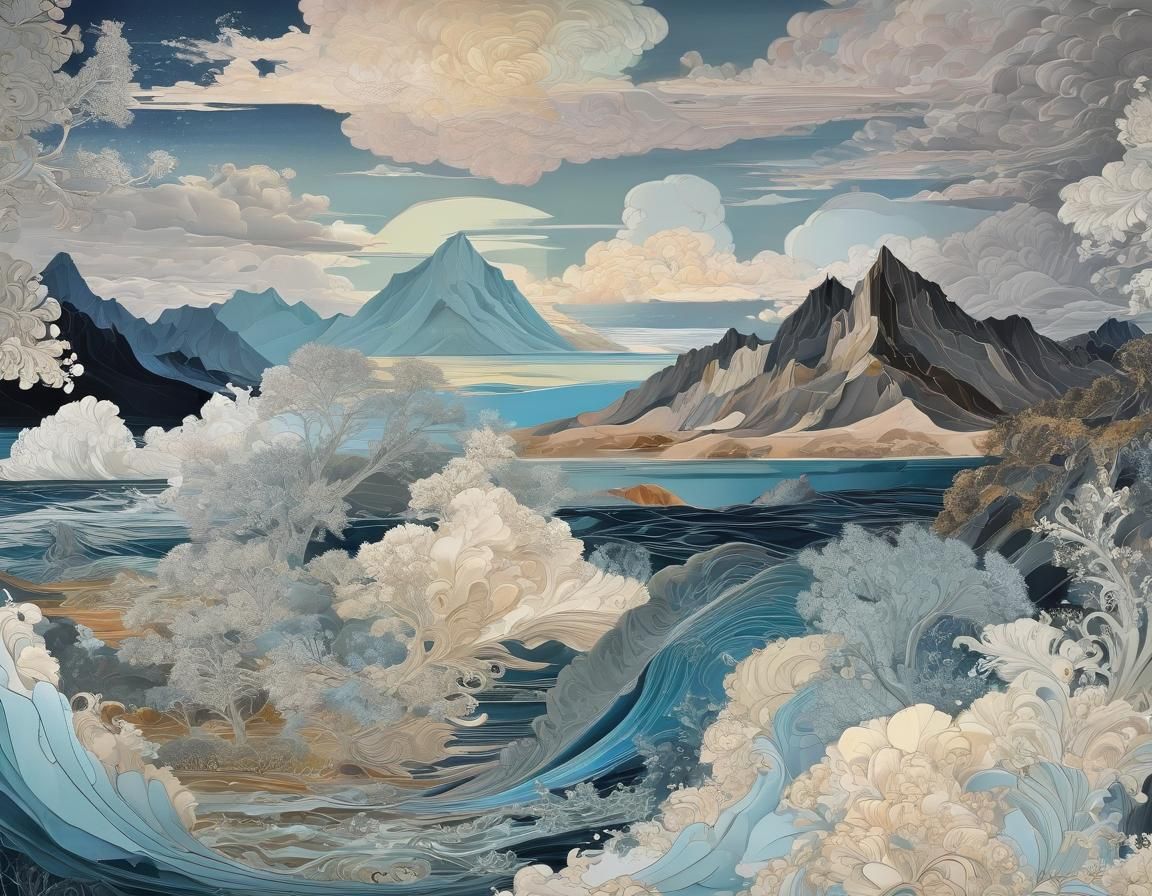 Namatjira Seascape at Noon in Primitivism Style