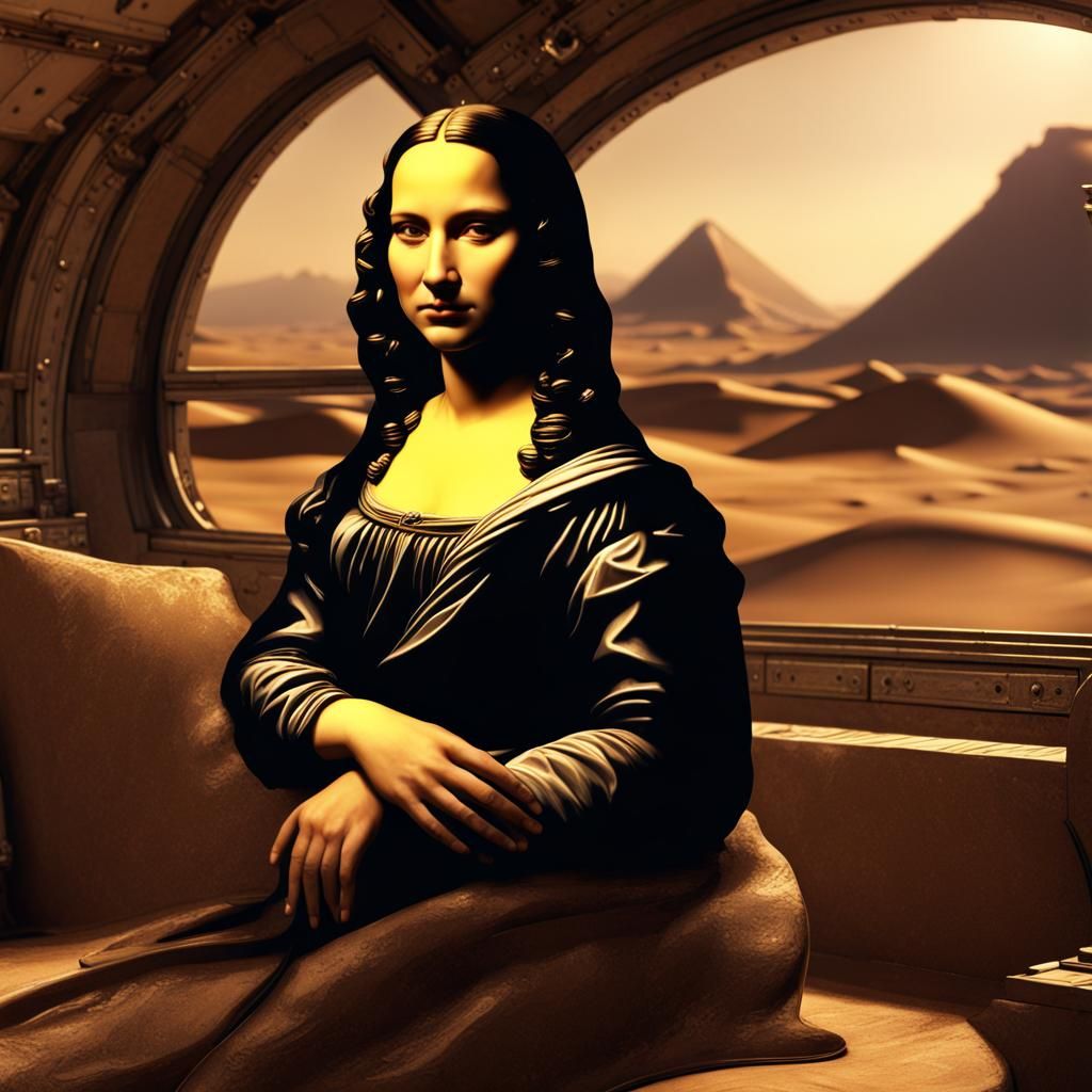 Mona Lisa Lands Spaceship: Detailed Matte Painting