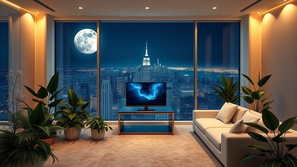 Sleek Modern Flat Under Manhattan Moonlight