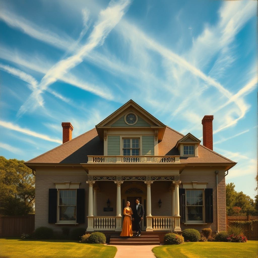 Elegant Victorian Couple at Formal Dinner, in Renaissance-In...