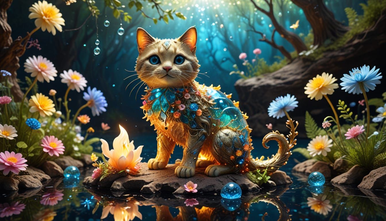 Surreal Animals: Blooming Cat, Lava Jellyfish, Glass Fish