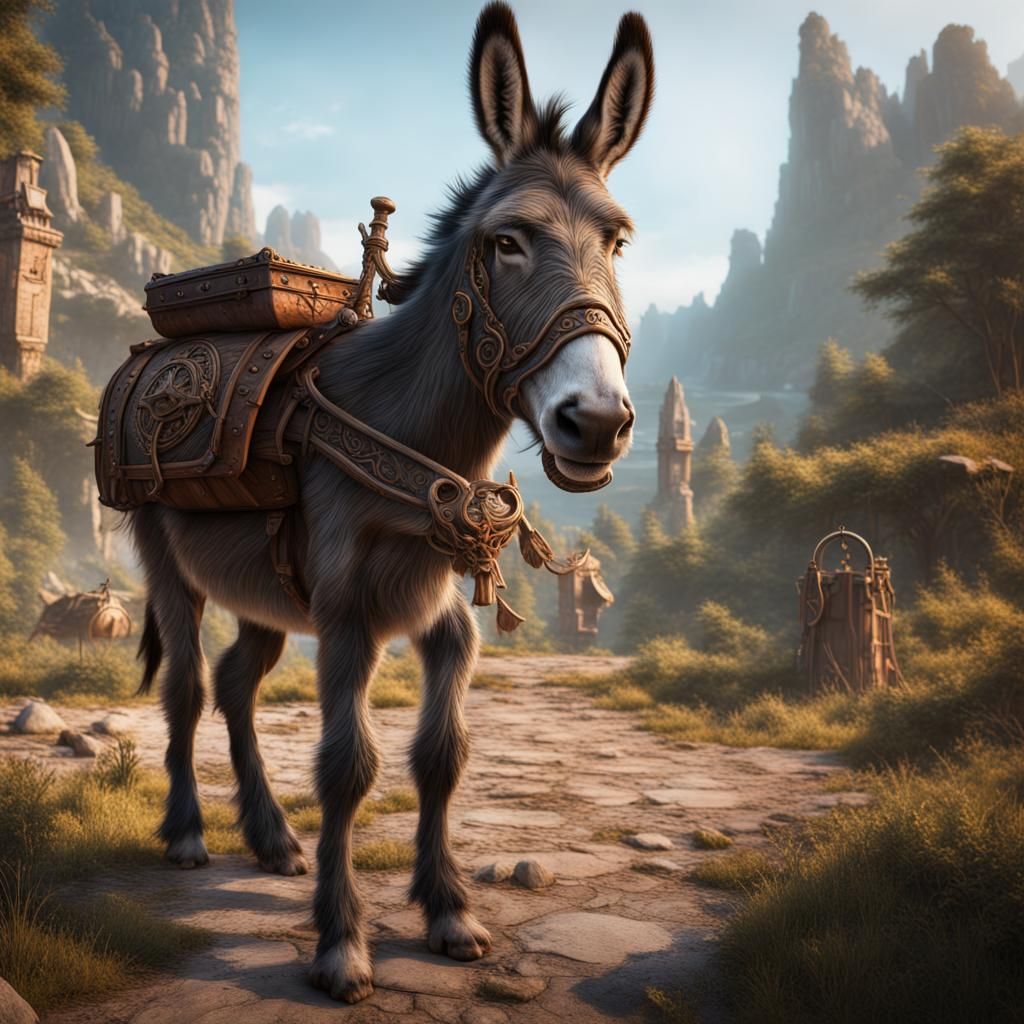 Fantastical Donkey in Detailed Matte Painting