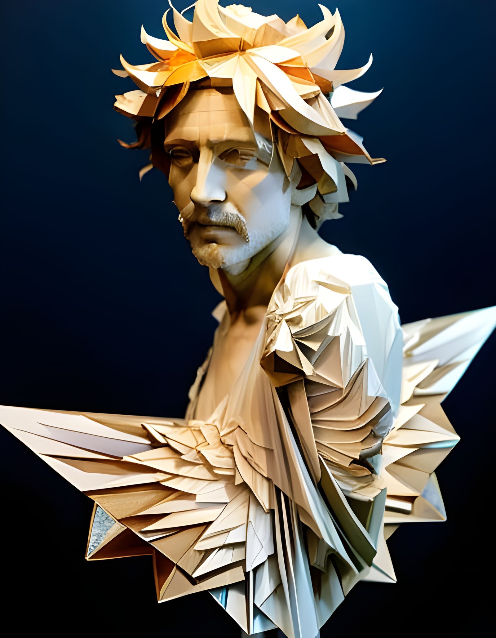 Icarus in Art Nouveau Origami Style