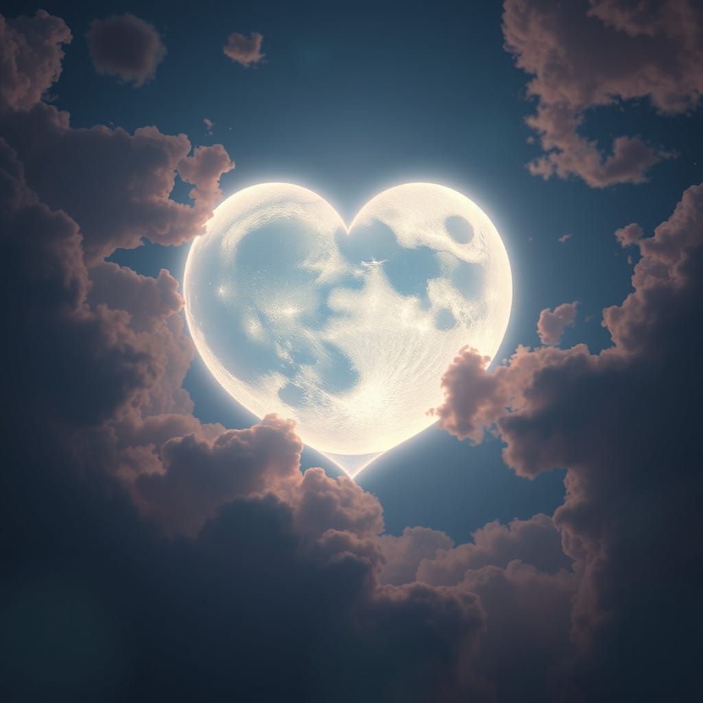 Fantastical Love Moon in a Vibrant Sky