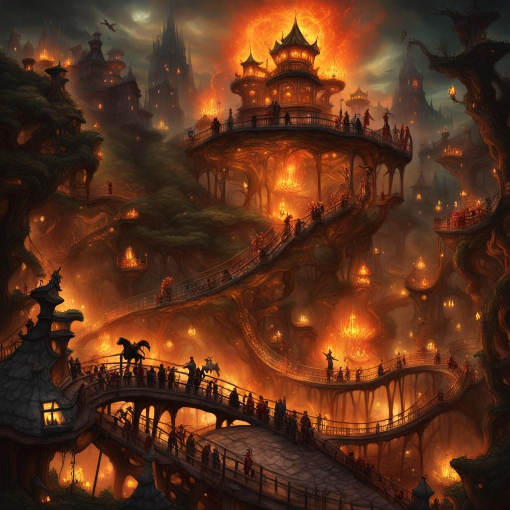Infernal Theme Park with Mythical Creatures