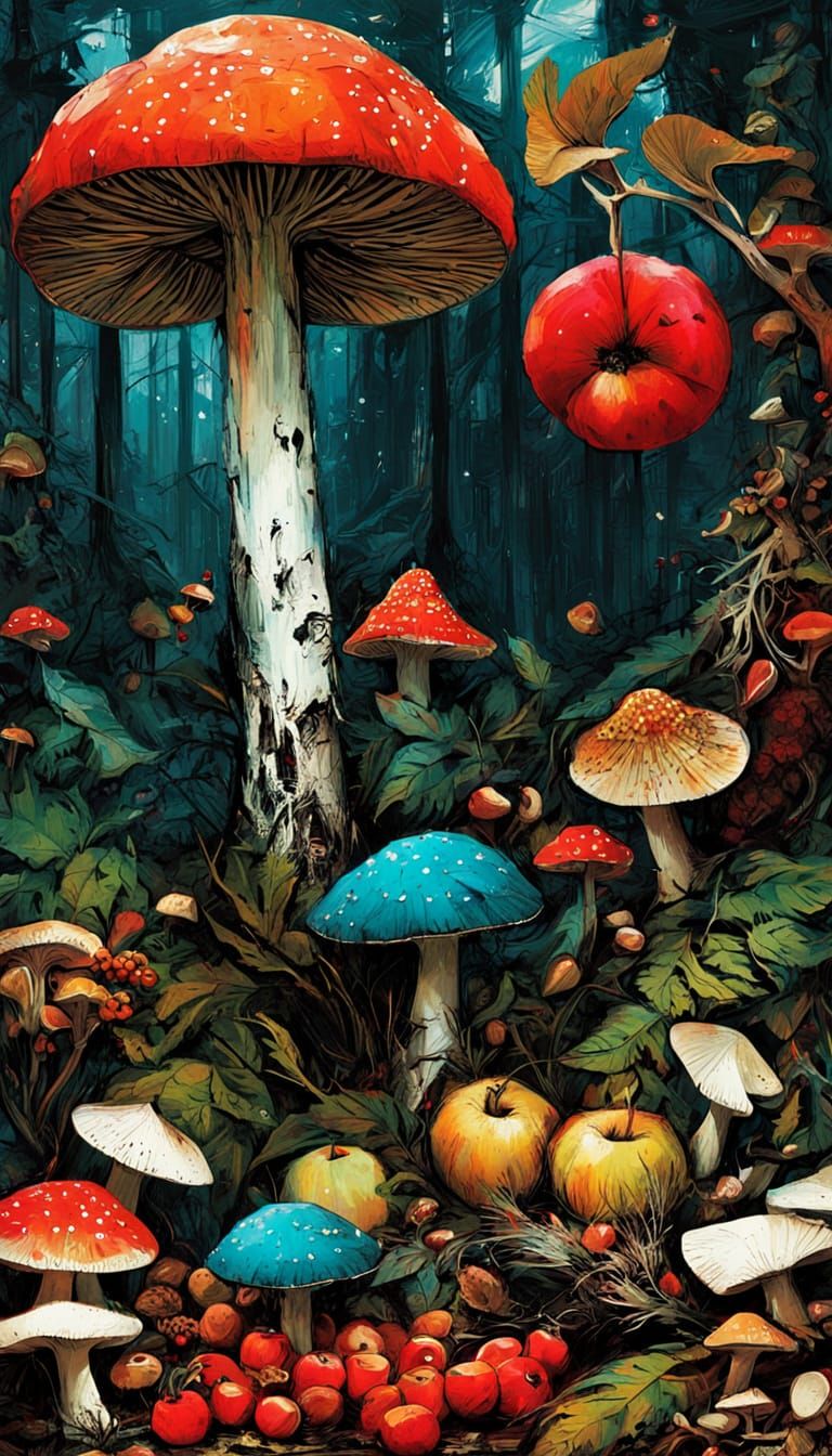 Forest Bounty Displayed on Kitchen Table