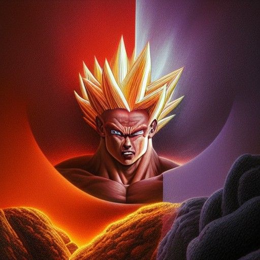 Dwayne Johnson as Super Saiyan 4 in Digital Art