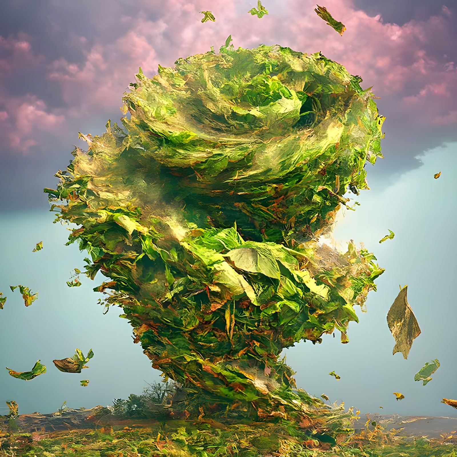 Photorealistic Leaf Tornado in 8K Resolution