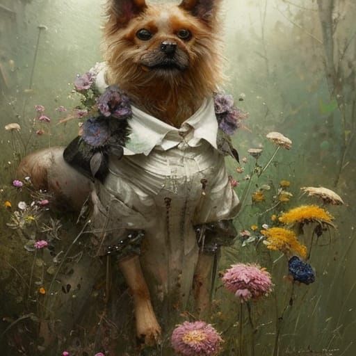 Anthropomorphic Dog Portrait in Hyperrealism Style