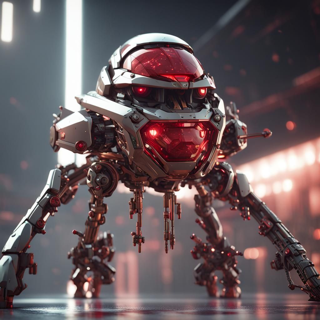 Intricately Designed Ruby-Crowned Kinglet Mech in Polished M...