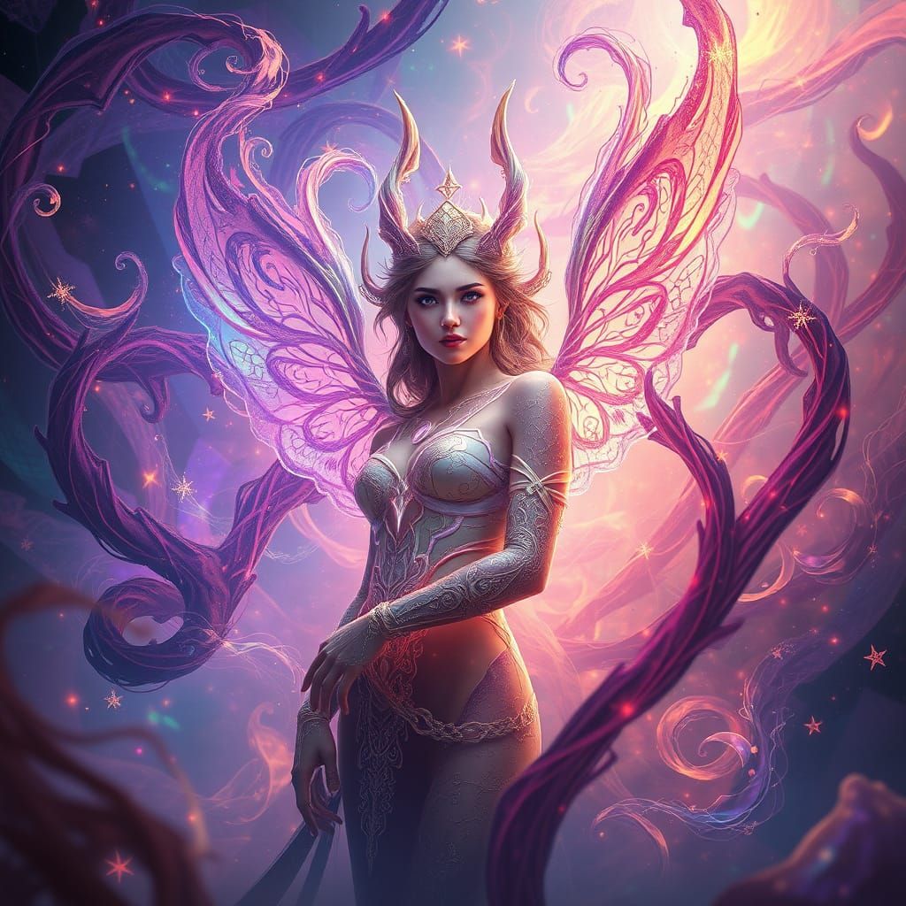 Ethereal Dreamscape with Vibrant, Iridescent Colors