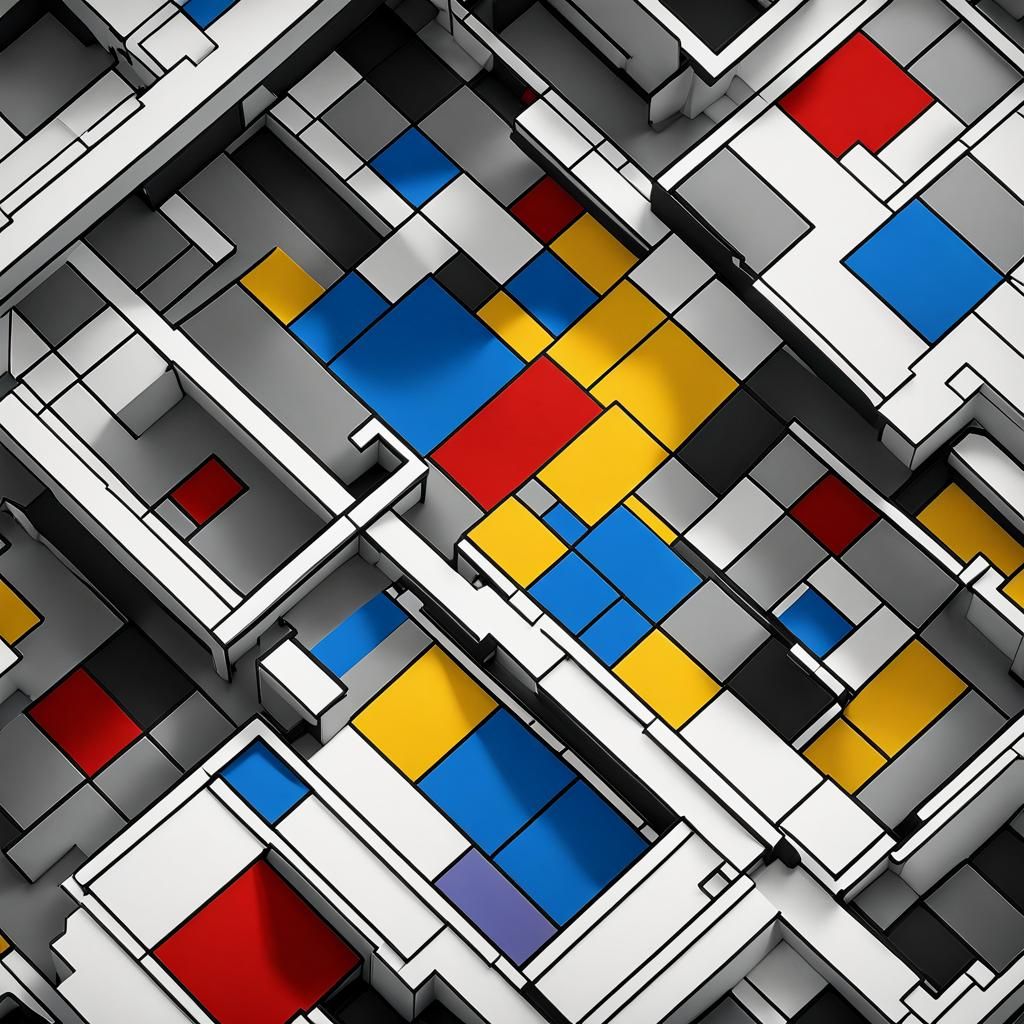 Abstract Angled Building Floor Plan in Art Deco Style