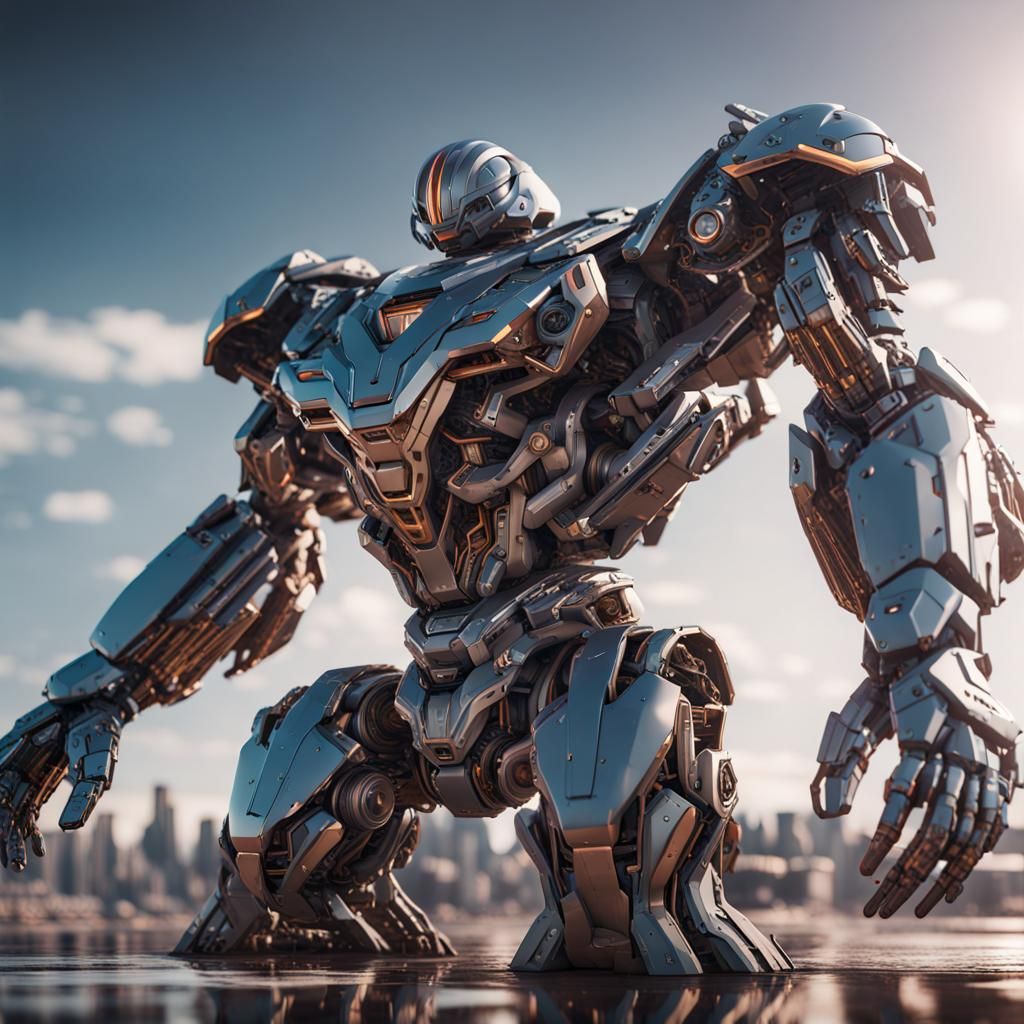 Futuristic Sci-Fi Superhero in Polished Metal