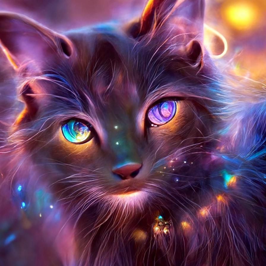 Cosmic Magic Cat in Starry Night Fantasy