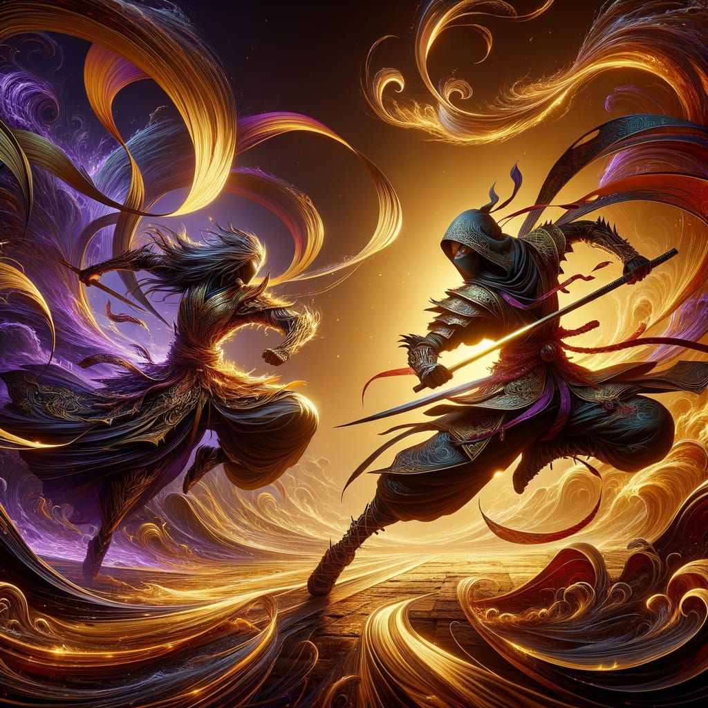 Ninja Battle: Dark Fantasy Concept Art in 8K