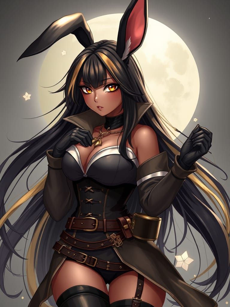Seductive Fantasy Rabbit Girl in Anime Style