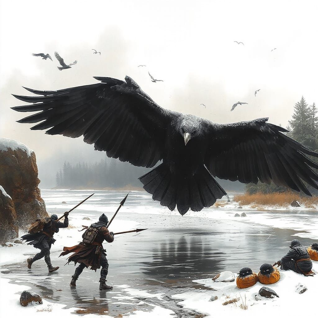 Giant Black Eagle Attacked by Cowardly Hunters