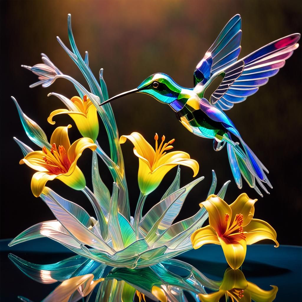 Iridescent Glass Hummingbird: A Glass Masterpiece