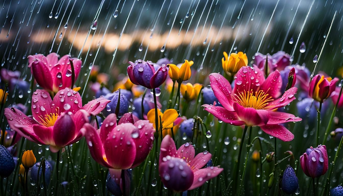 Spring Rainy Day: A High-Resolution Photo