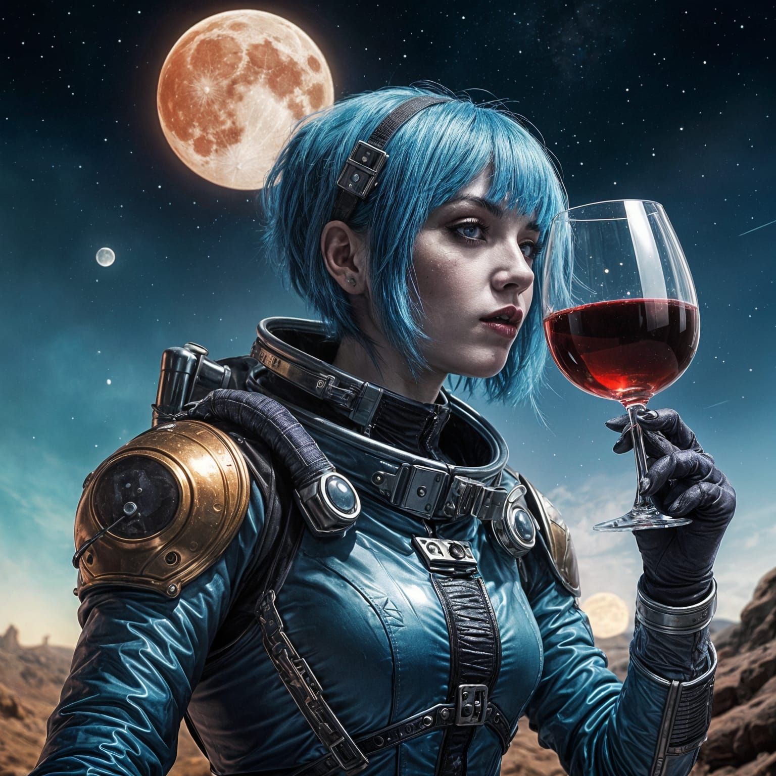 Goth in Spacesuit at Lunar Tavern